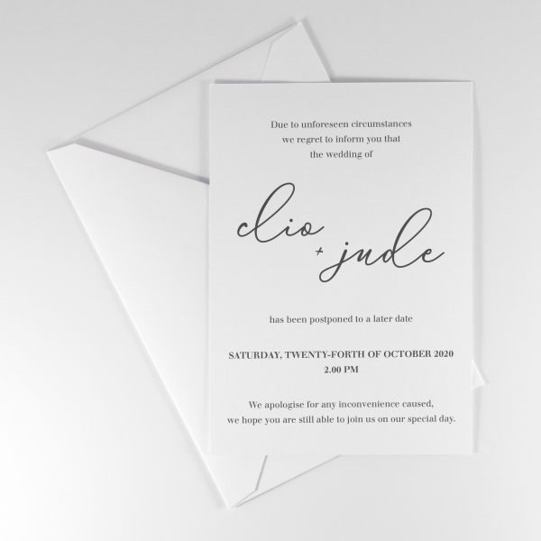 Camille Postponement Wedding Announcement Card Jellypress